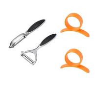 Foyscr Potato Peeler, Kitchen Fruit and Vegetable Peeler, Includes Orange Peeler, Non-Slip Handle and Sharp Blade, Stainless Steel Y-Shape and I-Shape Rotary Peeler, Kitchen Shredder (Silver/Black)