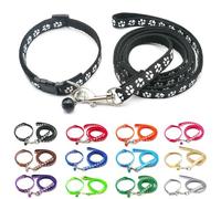 Foyscr Puppy Collar Set with Leash, Dog Collar and Leash, Adjustable Dog Collar, Soft Nylon Pet Collar for Puppy, Cat, Comfortable and Durable(Black)