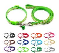 Foyscr Puppy Collar Set with Leash, Dog Collar and Leash, Adjustable Dog Collar, Soft Nylon Pet Collar for Puppy, Cat, Comfortable and Durable(Green)