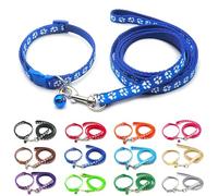 Foyscr Puppy Collar Set with Leash, Dog Collar and Leash, Adjustable Dog Collar, Soft Nylon Pet Collar for Puppy, Cat, Comfortable and Durable(Deep Blue)