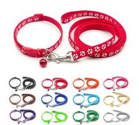 Foyscr Puppy Collar Set with Leash, Dog Collar and Leash, Adjustable Dog Collar, Soft Nylon Pet Collar for Puppy, Cat, Comfortable and Durable(Red)