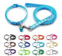 Foyscr Puppy Collar Set with Leash, Dog Collar and Leash, Adjustable Dog Collar, Soft Nylon Pet Collar for Puppy, Cat, Comfortable and Durable(Sky Blue)