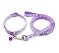Foyscr Puppy Collar Set with Leash, Dog Collar and Leash, Adjustable Dog Collar, Soft Nylon Pet Collar for Puppy, Cat, Comfortable and Durable(Light Purple)