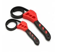 Foyscr Rubber Strap Wrench, 2pcs 500mm and 600mm Adjustable Heavy Duty for Oil Filters, Pipes, Can Openers, Plumbing(Red)