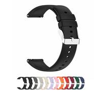 Foyscr Silicone Strap, Quick Buckle Waterproof Soft,Stainless Steel Buckle, Black Strap, Unisex Smartwatch Band, Sport Watch Strap (Silver Buckle-20mm)