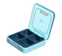 Foyscr Small Pill Box, BPA-Free, 4 Large Compartments, 7-Day Pill Organizer, Holds Vitamins, Cod Liver Oil, Supplements, Moisture-Proof Portable Pill Box for Travel (Blue)