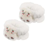 FOYTOKI 1 Pair of Portable Coral Fleece Wristbands for Face Washing and Spa Use, Supple and Chic White Wrist Wash Bands Suitable for Skincare and Makeup Removal