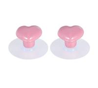 FOYTOKI 1 Pair Pink Ceramic Heart Shape Drawer Pull Handles Solid Base, Wearable Design, Suitable for Drawers and Cupboards in Dorm or Home