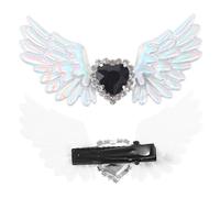 FOYTOKI 1 Pair Silver Rhinestone Shoe Clips Angel Wing Shoe Buckles Decorative Appliques for Goth Combat Boots and Accessories