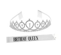 FOYTOKI 1 Set Birthday Queen Crown Shoulder Strap and Headband for Party Includes Decorative Sash and Hair Accessories for Birthday Celebrations and Photo Props
