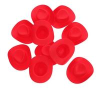 FOYTOKI 10pcs Cowboy Hats for Dolls Red Plastic Miniature Western Hats for Dollhouse Decor DIY Accessories for Western Theme Parties and Birthday Celebrations