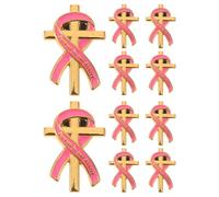 FOYTOKI 10pcs Elegant Pink Alloy Cross Ribbon Brooch Memorial Pin for Bereavement Occasions and Church Events, Versatile Accessory with Smooth Polished Finish, Does Not Snag Clothes