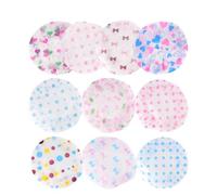 FOYTOKI 10pcs Hair Protective Caps Bathing Cap Waterproof Pe Material Chic Mixed Style Unique Design for Ladies Female Bath and Salon Use Assorted style