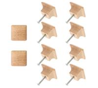 FOYTOKI 10pcs Handle Solid Wood Cabinet Wooden Drawer Dressers for Closet Mini Cabinet Knobs Cupboard Handles Square Closet Square Knobs Wooden Cabinet Knob Door Pull Handles Vintage