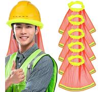 FOYTOKI 10pcs Hard Hat Neck Sunshade Flap with Reflective Strip, Bright Yellow Mesh Cooling Sun Protector for Construction Workers, Safety Helmet Neck Cover for Outdoor Work