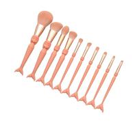 FOYTOKI 10pcs Makeup Brush Orange Handle and Pile for Eyeshadow Application for Face Powder and Blush Application at Home Professional Use