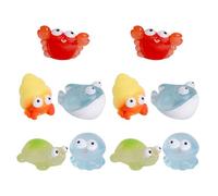 FOYTOKI 10Pcs Mini Marine Animal Statues Set with Crab, Turtle, Jellyfish, Hermit Crab, Shark - Small Ocean Animal Figures for DIY Beach Scene Decoration and Fish Tank Display