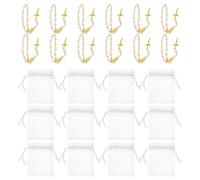 FOYTOKI 12 Sets Rosary Baptism Bracelets with Cross Beads and White Alloy Mesh Material, Easy Portability, for First Communion or Party with Spiritual Elegance and Blessings