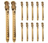 FOYTOKI 12pcs Hairdressing Clips Section Clips 3.7x0.6x0.4inch Stainless Steel Portable Handle Thick Or Thin Hair Professional Salon for Women Travel Home