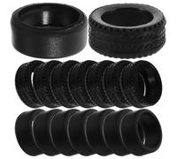 FOYTOKI 16pcs 1:64 Scale Rubber Drift Tires for Car Model Wheels, Black Realistic Appearance with Enhanced Traction and Adaptability, for Racing and Display Environments