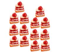 FOYTOKI 16Pcs Artificial Strawberry Cake Decoration, Realistic Three-Layer Simulation Dessert Model for Cake Shop Display and Photography Props
