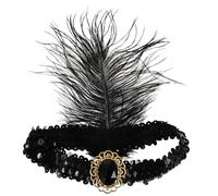 FOYTOKI 1920s Headpiece Flapper Feathered Headband Vintage-inspired Feathered Plastic and Resin Luxurious Comfortable Headband Women Masquerade Ball Elegant Glamour