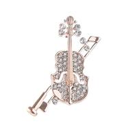 FOYTOKI 1pc Rose Gold Violin Brooch Delicate Rhinestone Lapel Pin for Women Creative Music Note Corsage for Dresses Bags Scarves Elegant Jewelry