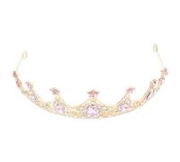 FOYTOKI 1pcs Baroque Bridal Crown Wedding Tiara Headband Fine Workmanship Sturdy Zinc Alloy Rhinestone Pink Crown Women Bride Hair Accessories for Birthday Celebrations