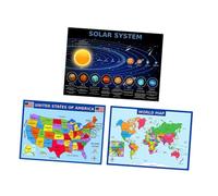FOYTOKI 1set Educational World and Usa Map Solar System Poster Geography Learning Wall Art for Classroom and Home Use Crafted from Uv for Vibrant Colors