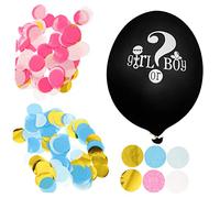 FOYTOKI 1Set Jumbo Gender Reveal Balloons for Shower Boy Girl Latex Decorations with Confetti for Fun Party Games and Photo Background