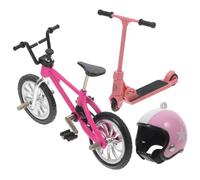 FOYTOKI 1Set Miniature Doll House Bicycle Scooter Helmet Model Decorative Bike Figurine for Tiny House Miniature Office Desktop Decoration Great for Collectors