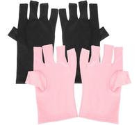 FOYTOKI 2 Pairs Fingerless Protective Gloves for Manicure Routine and Nail Art, Breathable Polyester Material Comfortable Fit, Anti-uv Nail Art Protecting Gloves for Home and Salon Use