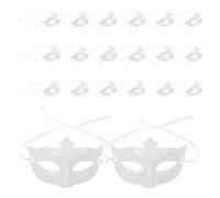 FOYTOKI 20pcs Halloween DIY Mask Base for Adults and Teens, Paintable White Plastic Half Face Mask Base, Comfortable Wear for Masquerade Parties and Cosplay Crafts