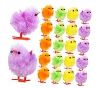 FOYTOKI 24Pcs Fuzzy Chicks Easter Mini Plush Decorations Colorful Chenille Chick Adornments for Home Decor Party Favors and Photo Props Soft and Adorable