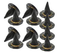 FOYTOKI 24pcs Mini Black Witch Hats 5cm Dollhouse Decor Supplies Halloween Tiny Wizard Caps for Crafts Party Favors and Miniatures Accessories