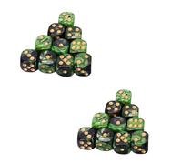 FOYTOKI 25pcs 16mm Rounded Corner Acrylic Dice Set Green Black Party Game Dot Dice Tabletop Game Accessories for and Mahjong