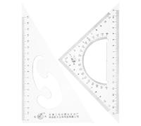 FOYTOKI 2pcs 20cm Plastic Triangle Ruler and Protractor Set for Students and Engineers, Angle Measuring Tool for Drafting, Drawing, and Math, Triangular Architect Square Measuring