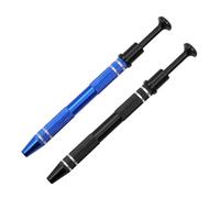 FOYTOKI 2Pcs 4-Prong Ic Chip Extraction Tool Spring Assisted Puller Grabber for Small Parts Pickup with Blue and Black Handles, Component Puller for Electronics Repair