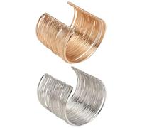 FOYTOKI 2pcs Adjustable Metal Arm Cuff Bracelet Silver Alloy | Delicate Classic Vintage Design, Comfortable Wear, High Toughness Finish, Charming Fashion Detail for Women