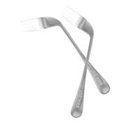 FOYTOKI 2pcs Angled Stainless Steel Feeding Forks for Right Hand, Curved Small Utensils for Elderly and Patients, Adaptive Aid Cutlery for Bedridden and Disabled Use