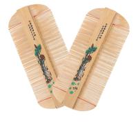 FOYTOKI 2pcs Bamboo Double-sided Tooth Comb Hair Care Tool with Dense Teeth Anti-static and Easy to Carry for Removing Dandruff and Lice at Home