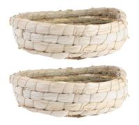 FOYTOKI 2pcs Bird Nest for Pigeons Made from Corn Husk and Straw Strong and Breathable Household Pigeon Breeding Nests with Rustic Style Hatching and Resting