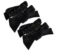 FOYTOKI 2pcs Bow Hair Clips for Women Black Velvet French Barrette Hair Accessories Lightweight Ponytail Snaps for Daily Wear and Special Occasions