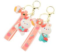 FOYTOKI 2pcs Bunny Bag Ornament Rabbit Key Pendant Unique Metal Pvc Key Chain Beautiful Decoration Workmanship Stylish Accessory for Bag Hanging Charm