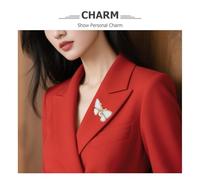 FOYTOKI 2pcs Butterfly Enamel Pin Set with Rhinestone and Pearl Black White Brooch Butterfly Lapel Pins for Women and Men for Wedding Party and Suit Decoration