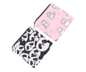 FOYTOKI 2pcs Cartoon Storage Bags Cute Makeup Bags for Menstrual Pad Lipstick Holder Travel Use Random Color
