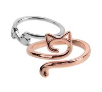 FOYTOKI 2pcs Cat Design Adjustable Crochet Rings for Fingers Alloy Yarn Guide Knitting Tension Tool with Blister Protection Decorative Craft Rings for DIY Hand Knitting Enthusiasts