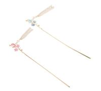 FOYTOKI 2pcs Chinese Dangle Tassel Hairpin Antique Moon Star Hair Stick for Women Elegant Classical Hair Accessories Cute with Grip
