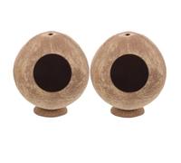 FOYTOKI 2pcs Coconut Shell Hamster Hideout and Pet, Small Gerbils and Other Small Pets Sleeping Nest, Brown Natural Material for Cage Houses and Hideaways