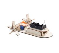 FOYTOKI 2pcs Electric Wooden Boat Model DIY Science Experiment Kit for Hands Assembly Puzzle Engaging Experience Random Color